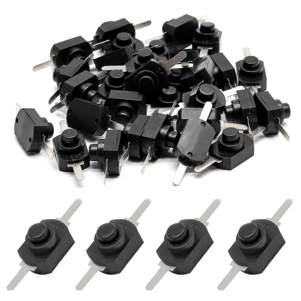 50pcs Black Latching Mini ON/Off Switch Self-Lock Micro Push Button Switch DC