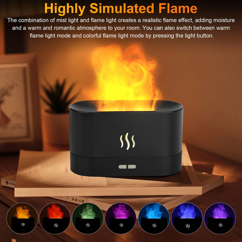 180Ml Air Diffuse Essential Oil Humidifier, Aroma Mist Diffuser with Fire 7 Col