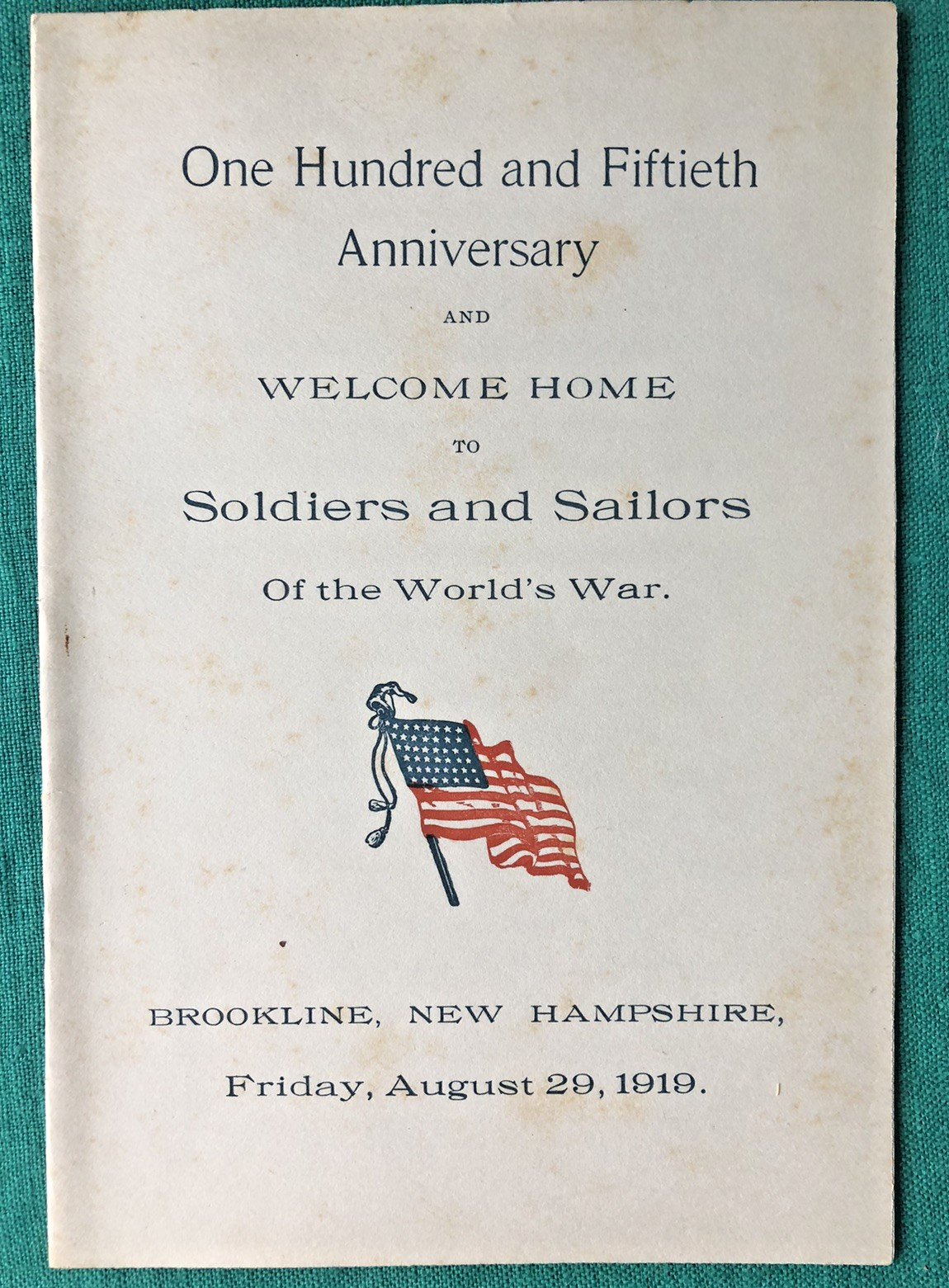 BROOKLINE N. H. 1919 WELCOME HOME SOLDIERS WWI American Expeditionary Forces