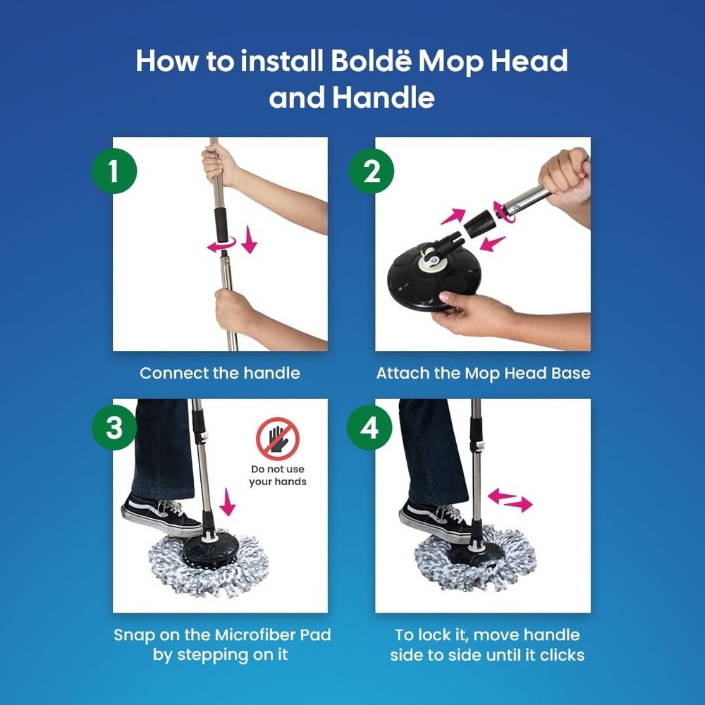 Thunder Mop Spin System - Double-Sided - 2 Compact Stackable 6L Buckets, Micr...