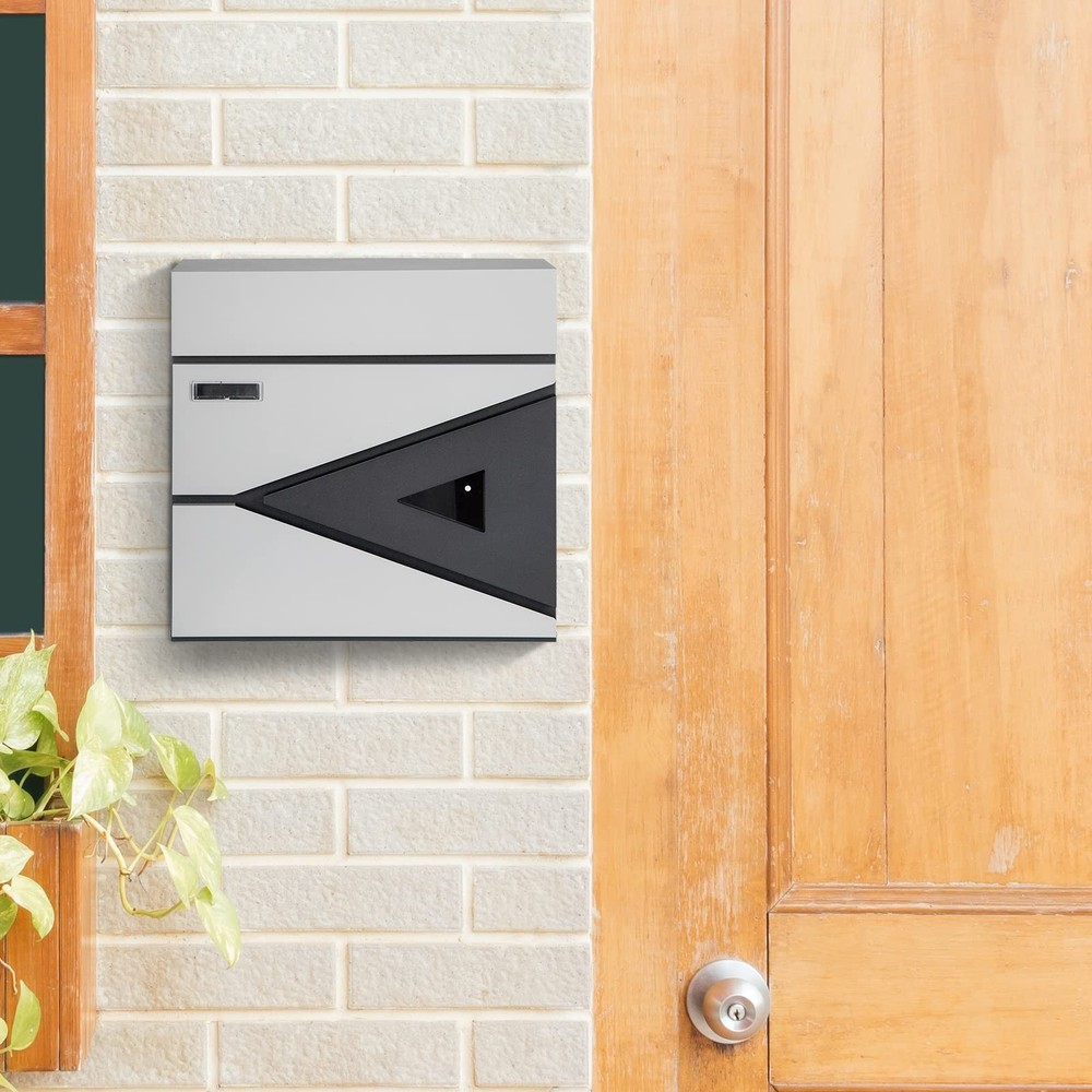 Locking Wall-Mount Mailbox, Large Capacity 16*16*4.5inch, Gray-square