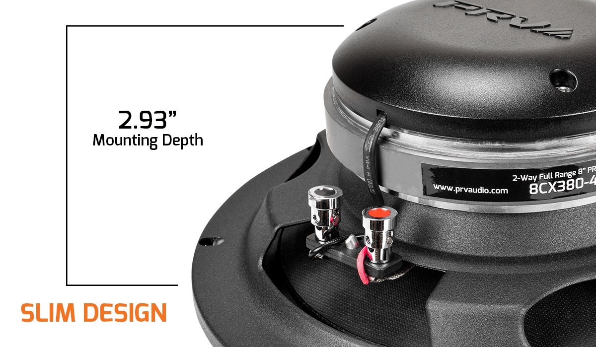 2x PRV 8" 2-Way Coaxial Full Range Speaker 380W 4 Ohm 8CX380-4 SLIM Pro Audio
