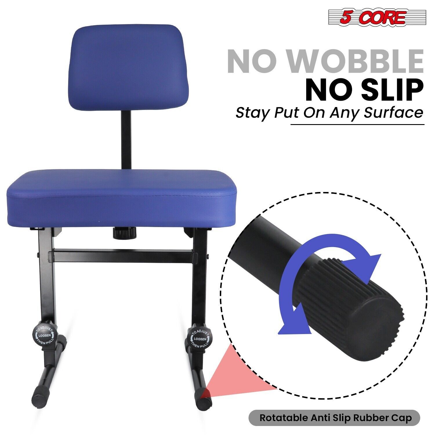 5 CORE Piano Bench Height Adjustable Keyboard Stool Stool Heavy Duty Thick Padde
