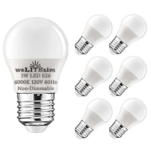 A15 LED Light Bulbs 3W (25W Equivalent) Daylight White E26 Base 120V A15 6000K