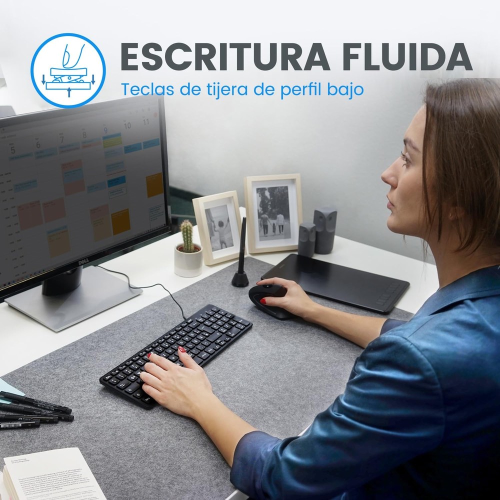 Perixx PERIBOARD-333 Teclado Compacto USB retroiluminado con Cable - Teclas de t