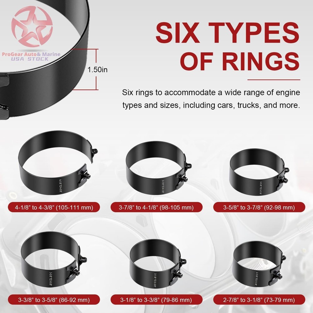 Piston Ring Compressor Kit 940387: Adjustable for Engine Piston Install