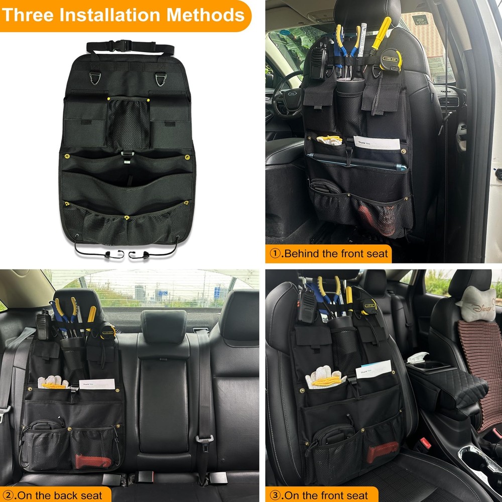 STOLCA Car Seat Back Organizer with Multiple Storage Pockets, Black black