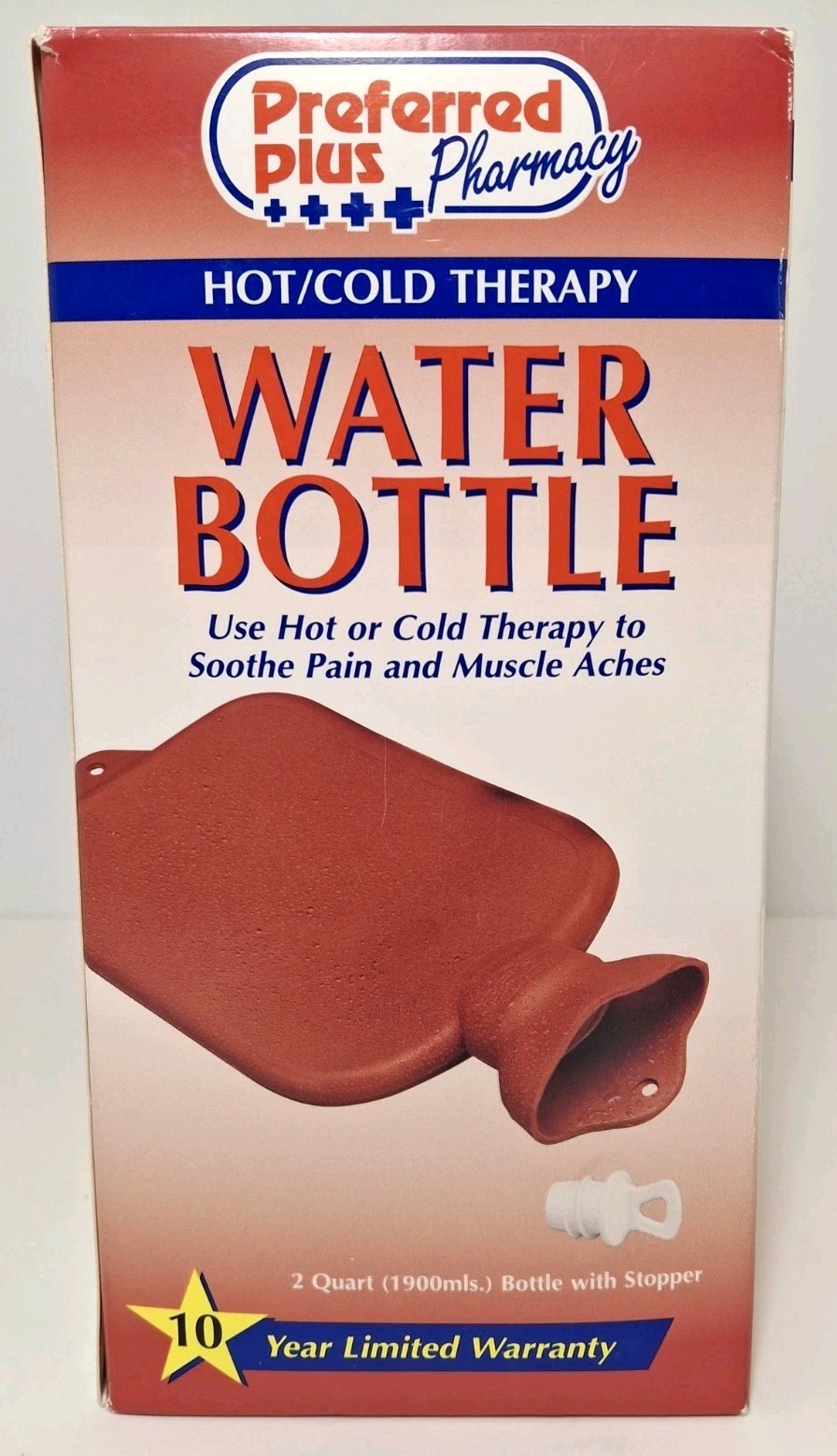Vintage Hot Cold Therapy Red Rubber Water Bottle With Stopper 2 Quart
