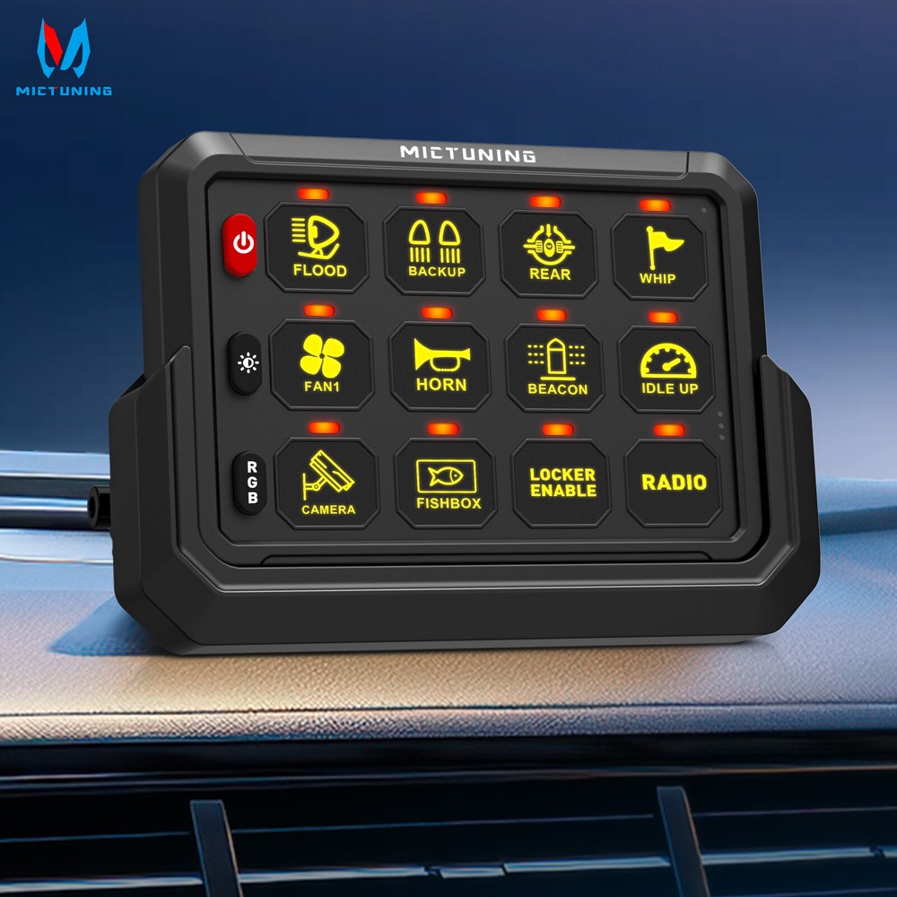 Wireless RGB 12 Gang Switch Panel Led Light Bar Switch Relay System 12/24V Marin