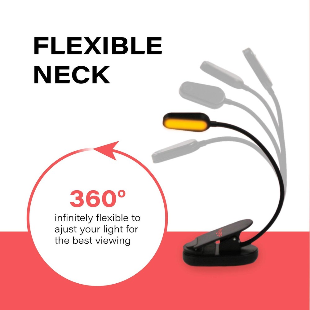 Amber Book Light Rechargeable Clip-On Blue Light Blocking LED Reading Light