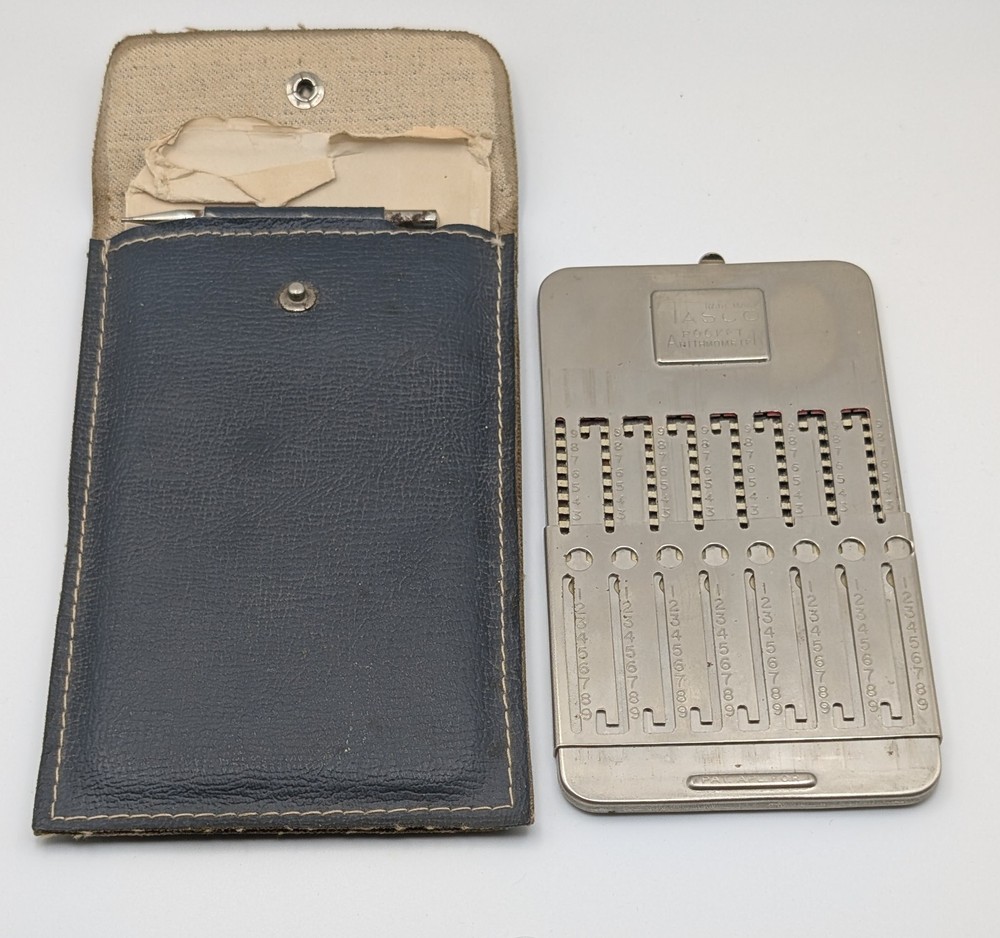 Vintage TASCO Pocket Arithmometer Adding Machine Calculator w/ Case Stylus