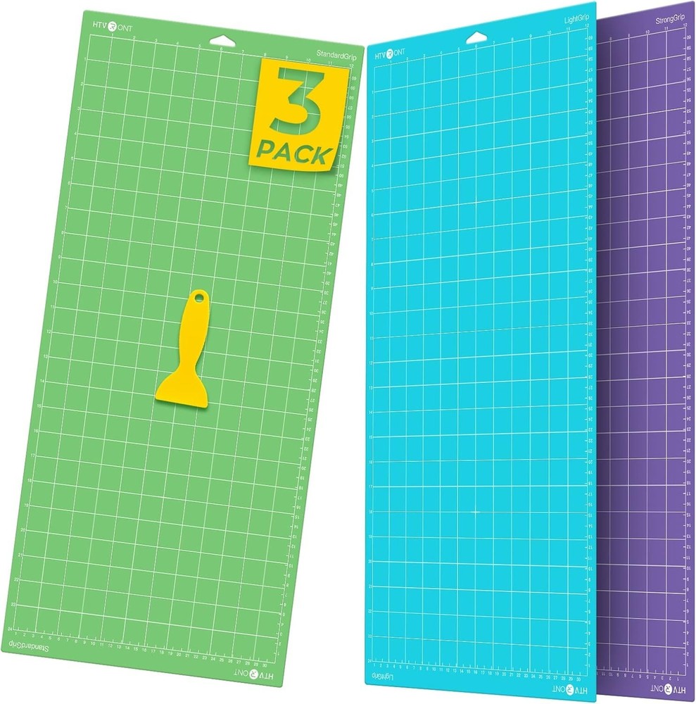 Cutting Mat, 3 Pack Cutting Mat 12x24Standard, Light, StrongGrip Compatible w...