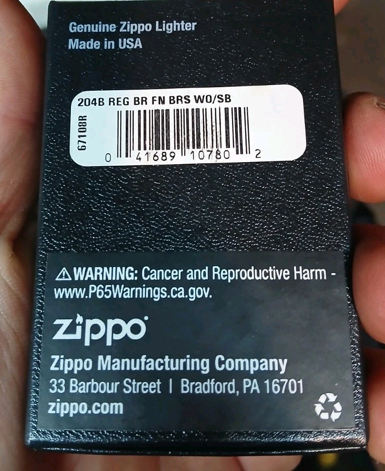 Zippo Lighter Solid brass with brushed finish 2019 New In Box