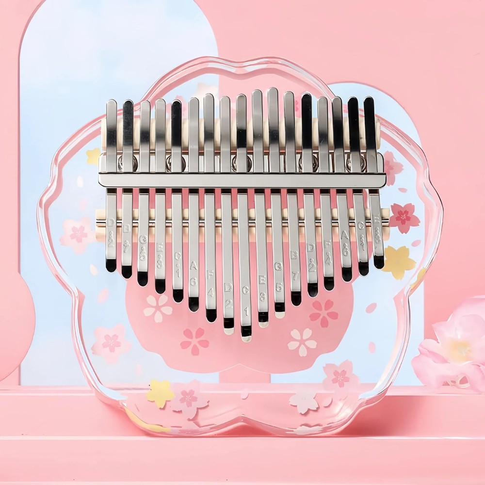 Kalimba Thumb Piano 21 Tones with Protective Case Complete Set, Sakura Shape ...