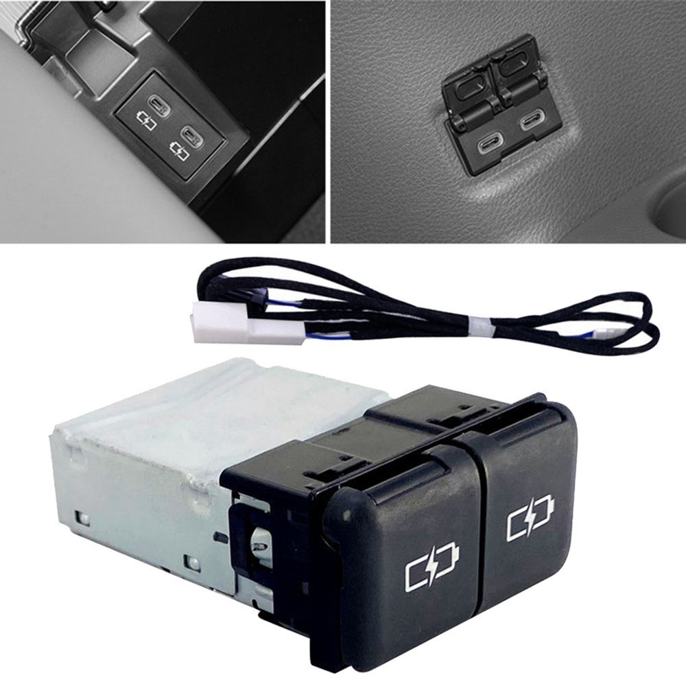 1PC Quick Charge Dual TYPE-C Interface Socket Fast Car Charger Use for Toyota