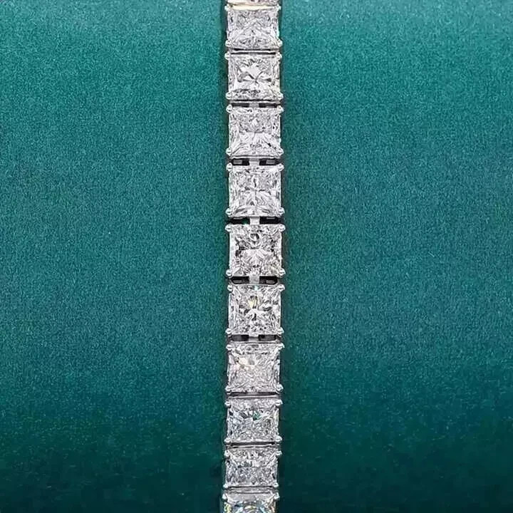 15.00Ct Princess Cut Lab Created Diamond Tennis Bracelet 14k White Gold Plated