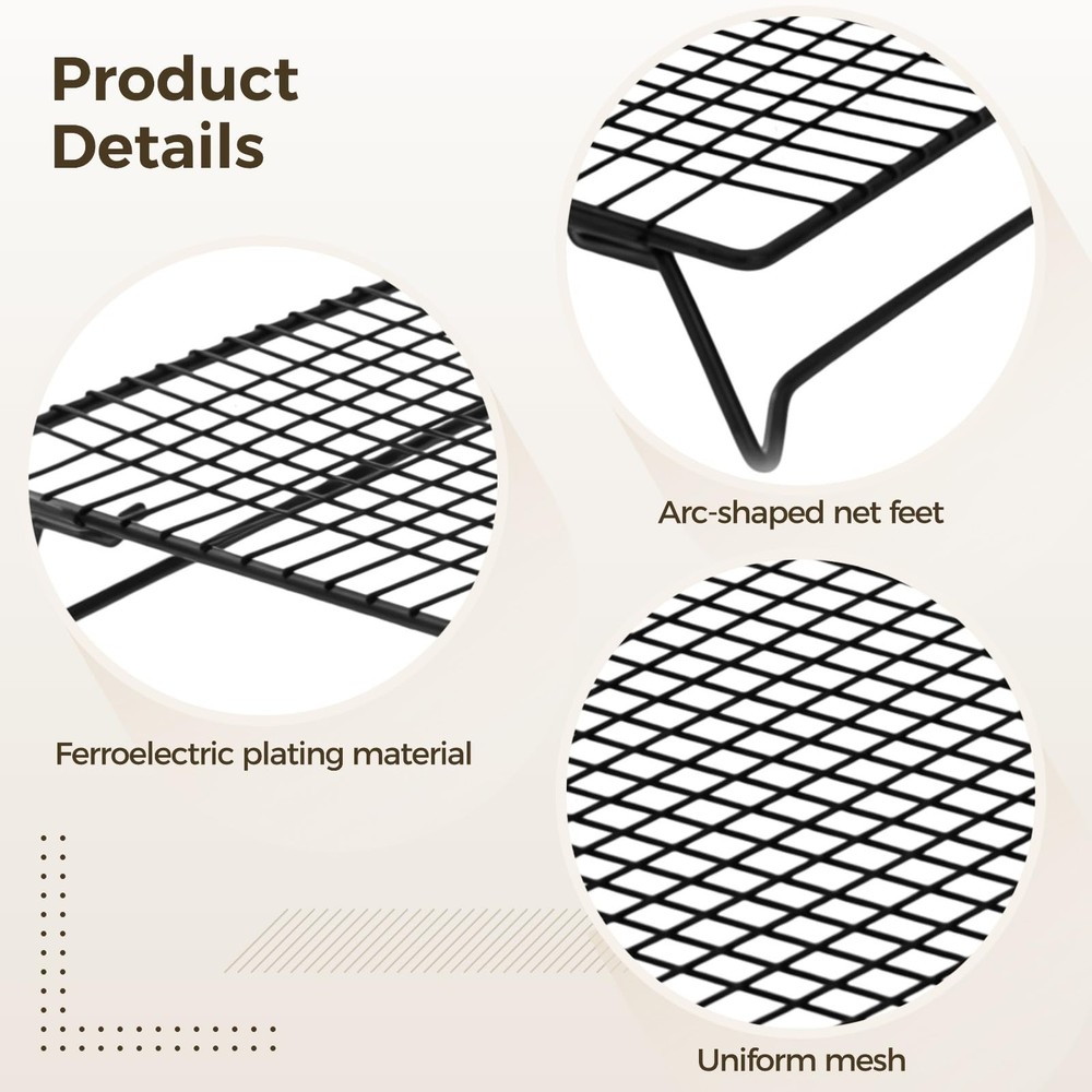 2 Pack Cookie Cooling Racks, Carbon Steel Wire Grid for Baking, Foldable Non-...