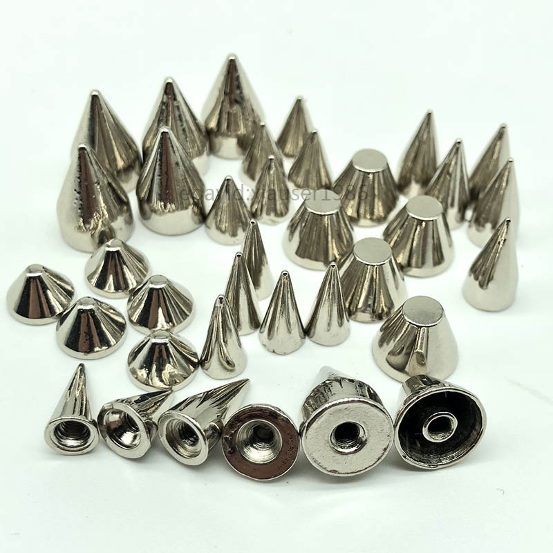 20 50pcs Silver Spots Cone Screw Metal Studs Leather craft Rivet Bullet Spikes