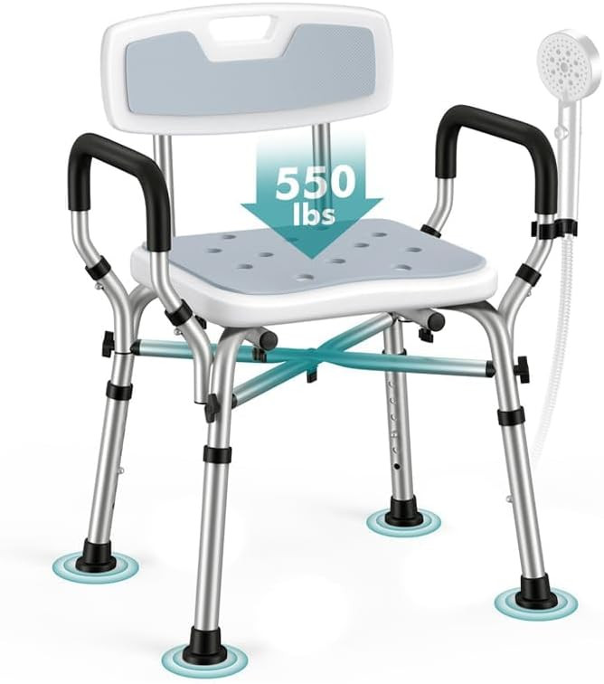Shower Chair for Elderly and Disabled, 550 lbs Shower Chair for Inside Shower