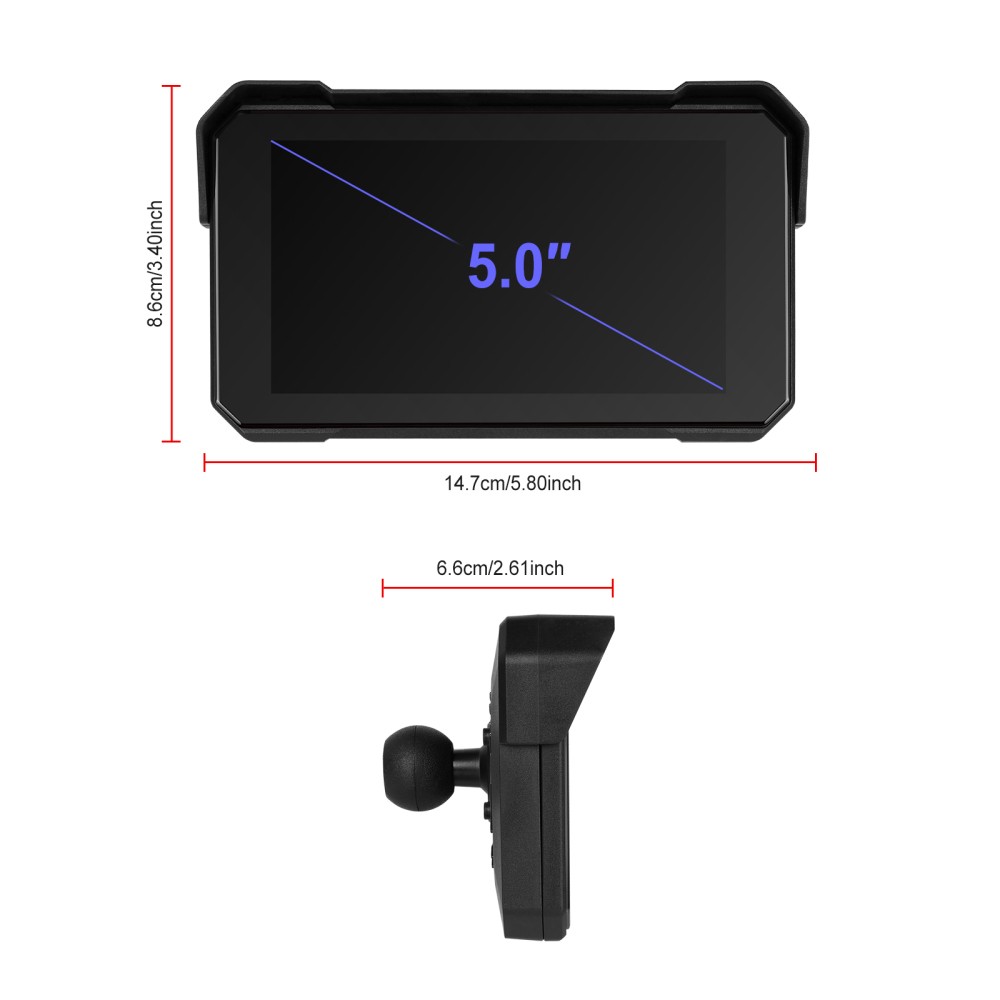 5" Wireless CarPlay Android Auto Portable Screen Waterproof Motorcycle Navigator