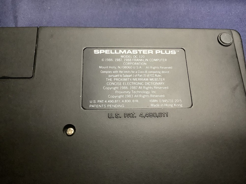 Franklin Computer Spellmaster Plus Linguistic Technology Merriam Webster DC-120