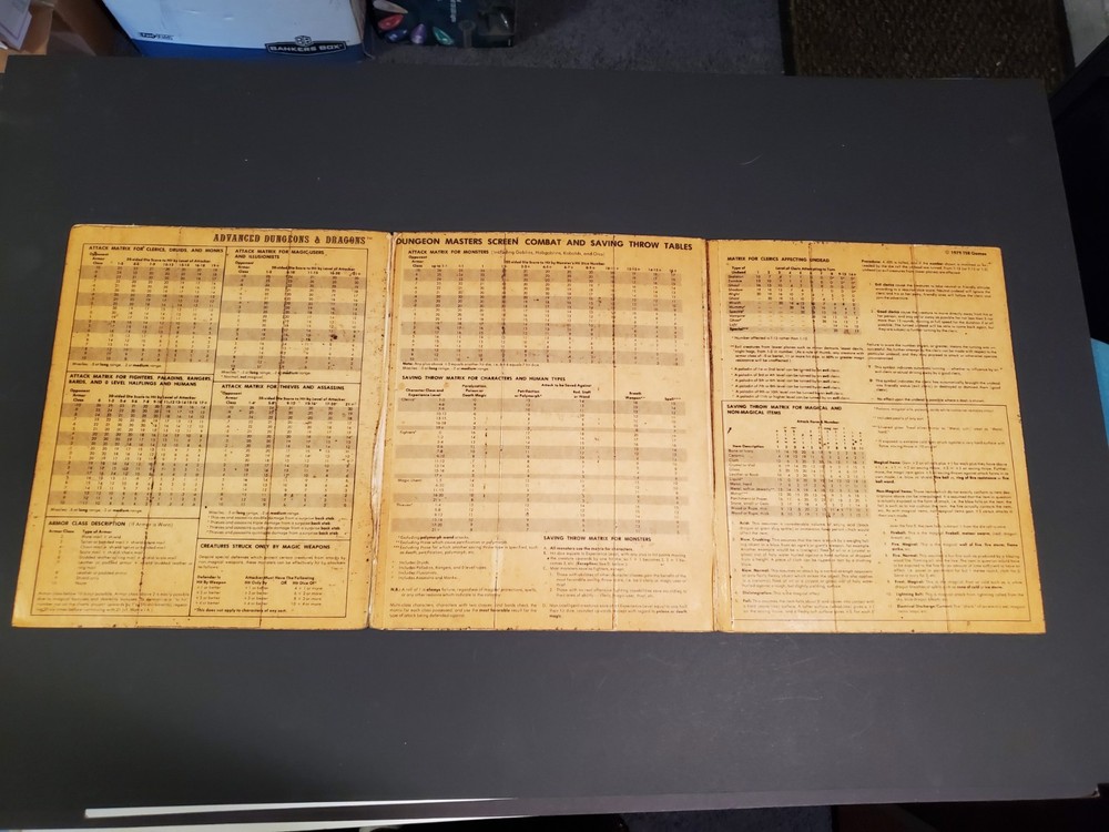 Advanced Dungeons & Dragons: Dungeon Masters Screen TSR Part II ☆ Authentic ☆