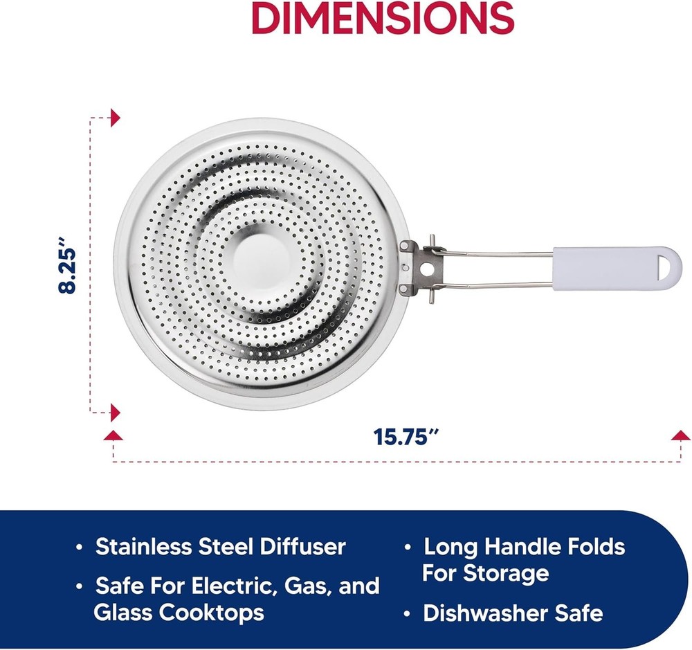 Versatile Heat Diffuser with Removable Handle – Ideal for All Your Cooking Needs