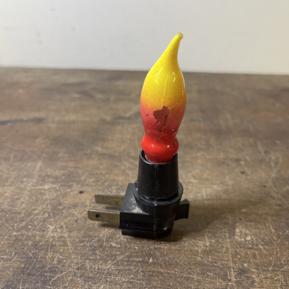 Vintage Flame Night Light Red Yellow - Working!