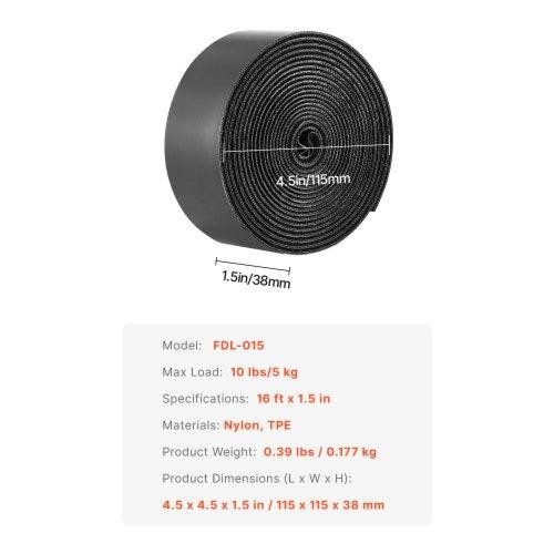 16 ft x 1.5 in Hook and Loop Tape Hook Loop Heavy Duty Strips Rolls Strong