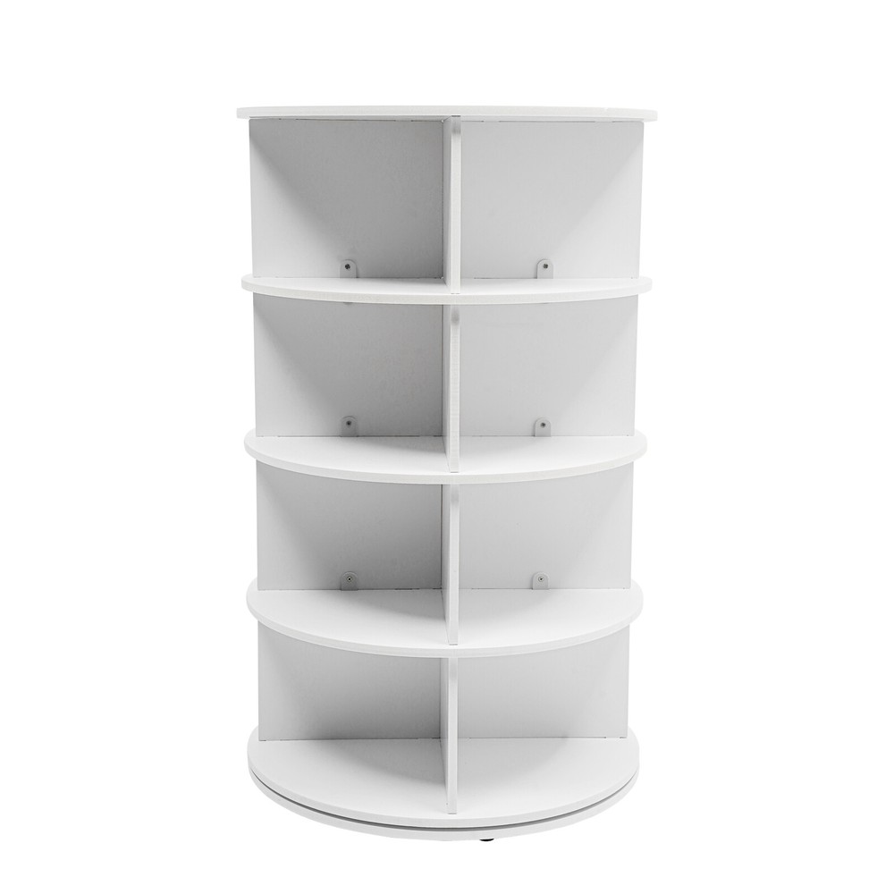 4-Tier White Rotating Shoe Rack, Durable Free-Standing Organizer