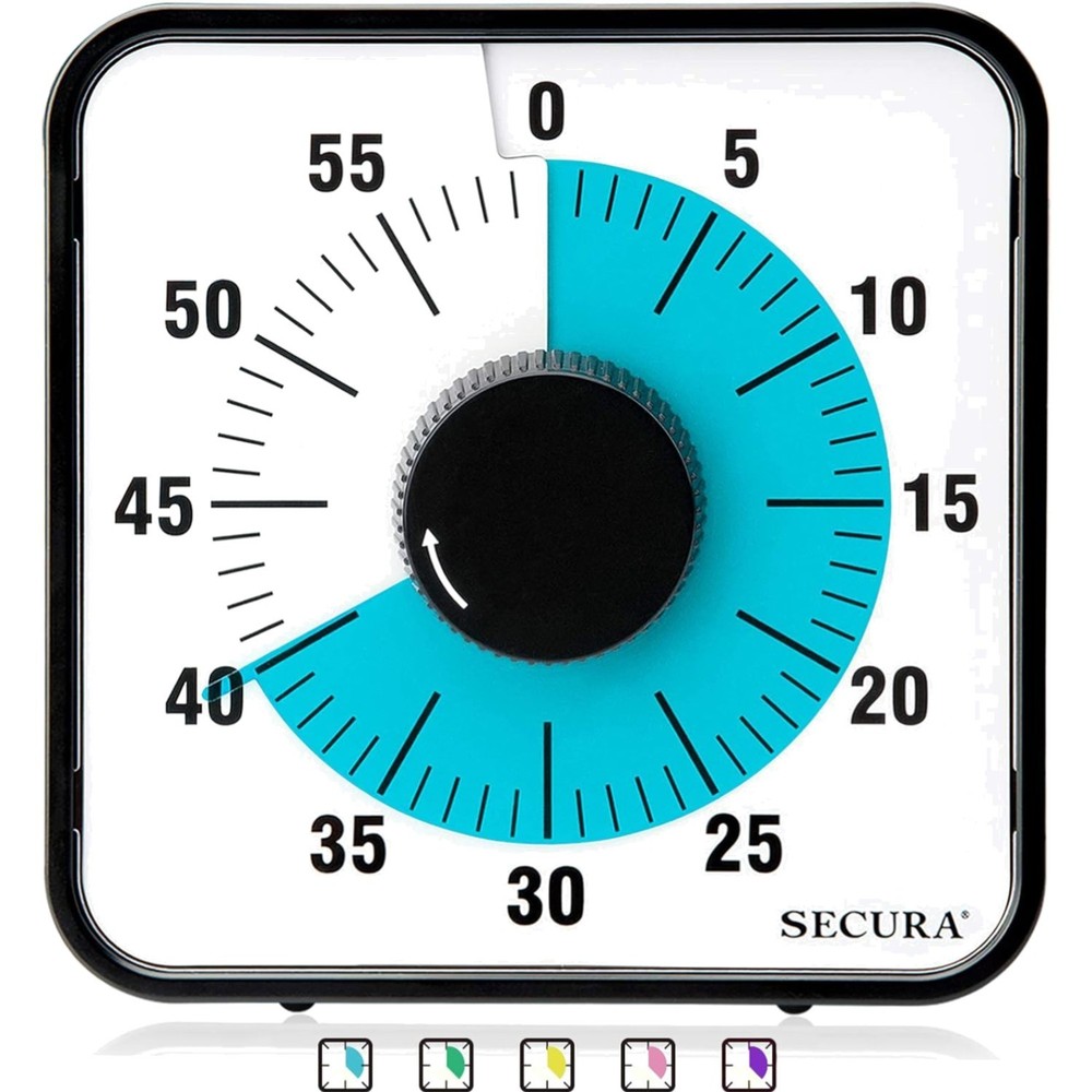 60-Minute Visual Countdown Timer, 7.5-Inch Oversize Classroom Visual Timer fo...