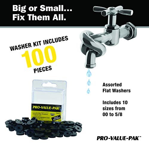 Assorted Flat Washer PRO Set, Black, 100-Piece (34441)