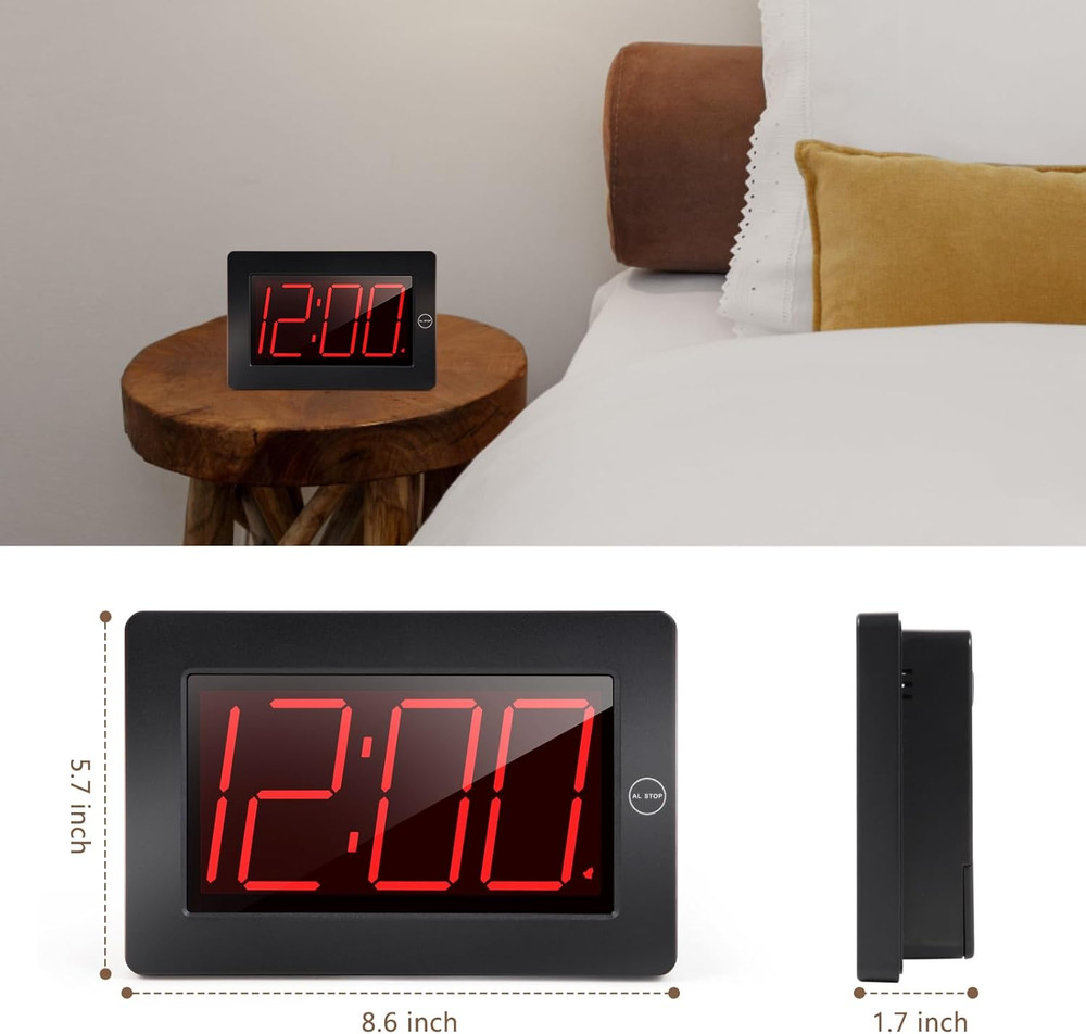 LED Digital Wall Clock Battery Operated - Large Display Digital Clock, Adjustabl