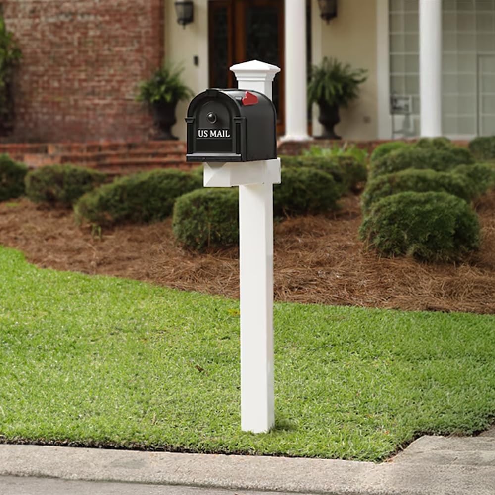 Postal Pro, The Hampton Mailbox, Durable Plastic, Easy to Install, Flag Black