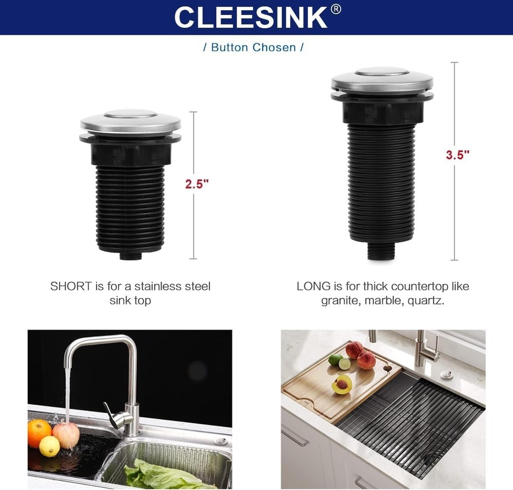 Simple Installation Long 3.5" Air Switch for Enhanced Kitchen Disposal Systems