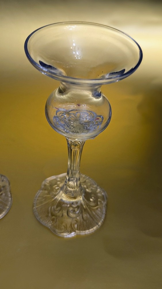 Vintage Patterned Glass Candle Holders