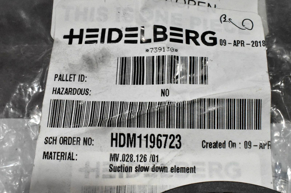 Heidelberg MV.028.126 /01 Suction Slow Down Element