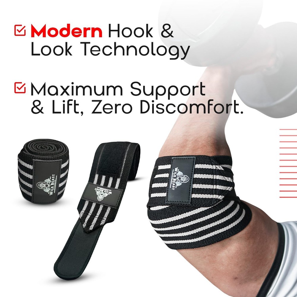 Elbow Wraps for Weightlifting (Pair), Stretchable & Breathable 41" Elbow Comp...