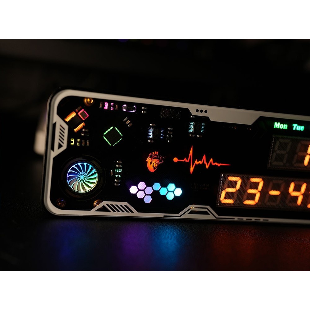 Cyberpunk Style Glow Tube Clock 5V USB Type-C Time & Countdown Display