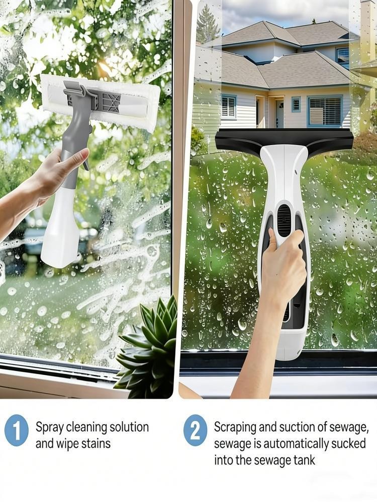 Cordless Window Cleaner Vacuum Squeegee Glass Wiper Multisurface Adjustable