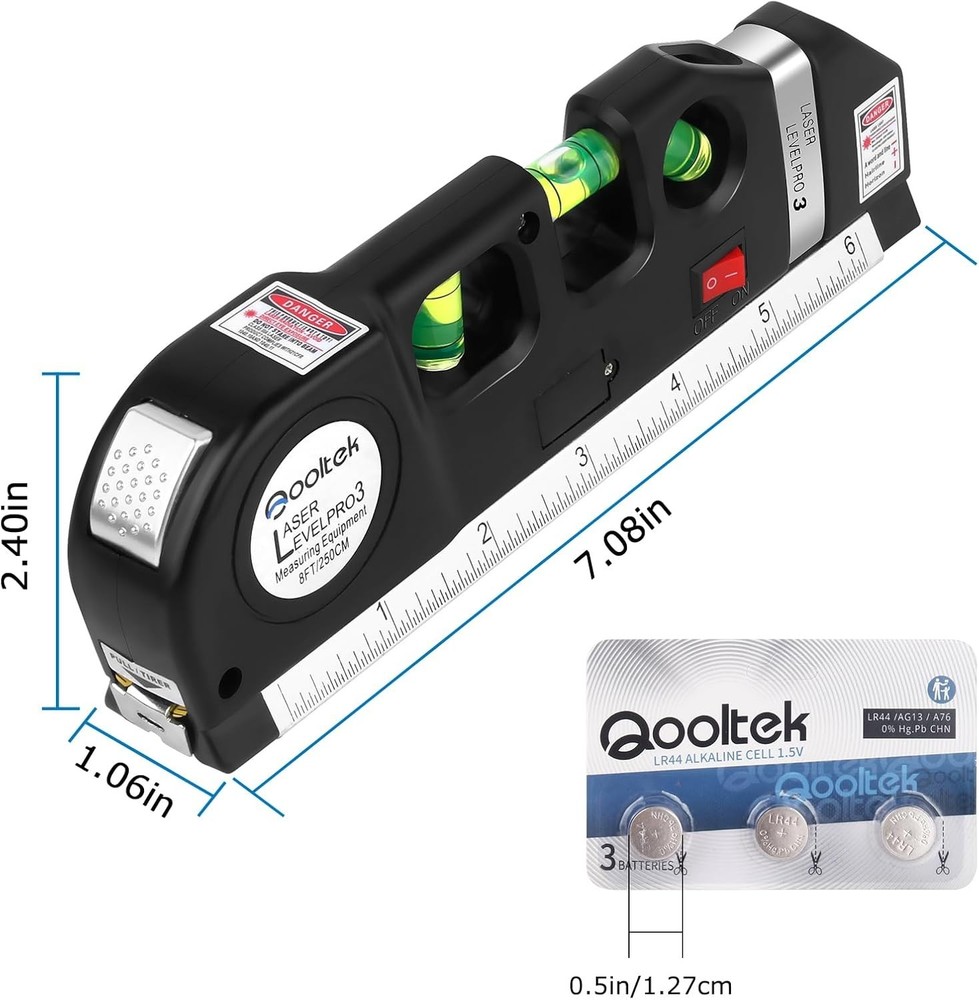 Multi-Functional Laser Level with Metric Ruler - Perfect for Hanging & Leveling