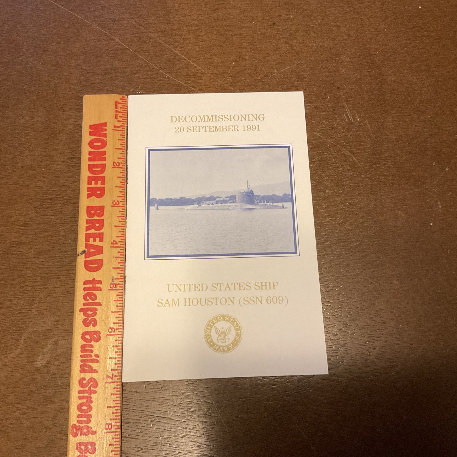 1991 Decommissioning Ceremony USS SAM HOUSTON SSN 609 Handout Pamphlet Vintage
