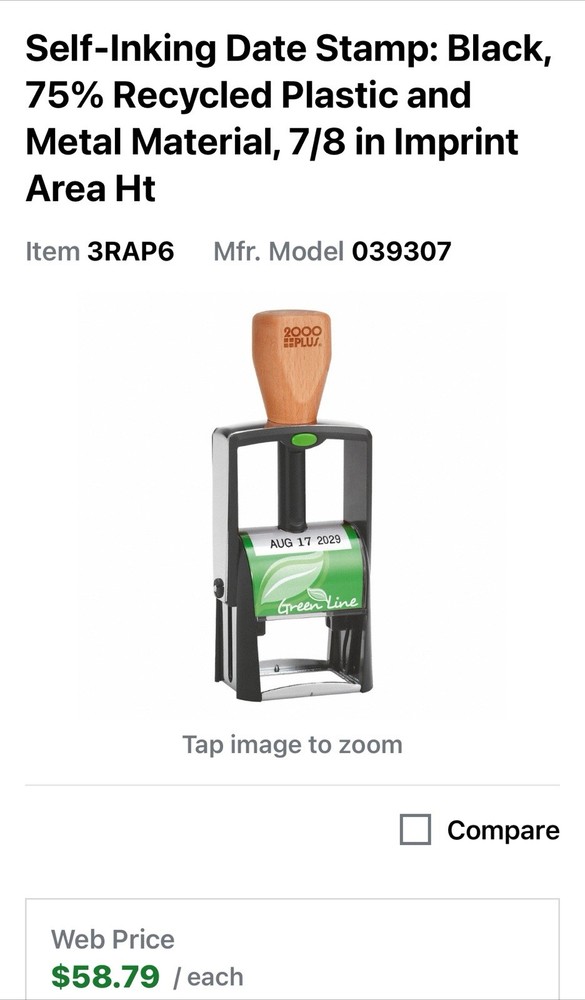 2000PLUS 039307 Self-Inking Date Stamp 3RAP6