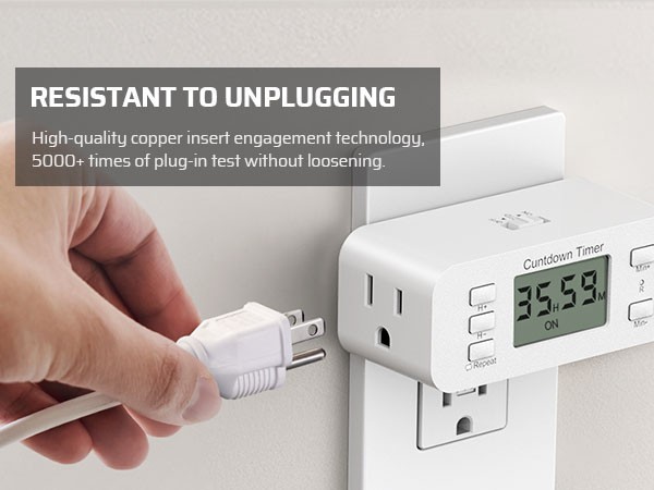 DEWENWILS Electrical Timer, Countdown & Repeat Modes, for Grow Lights & Charger