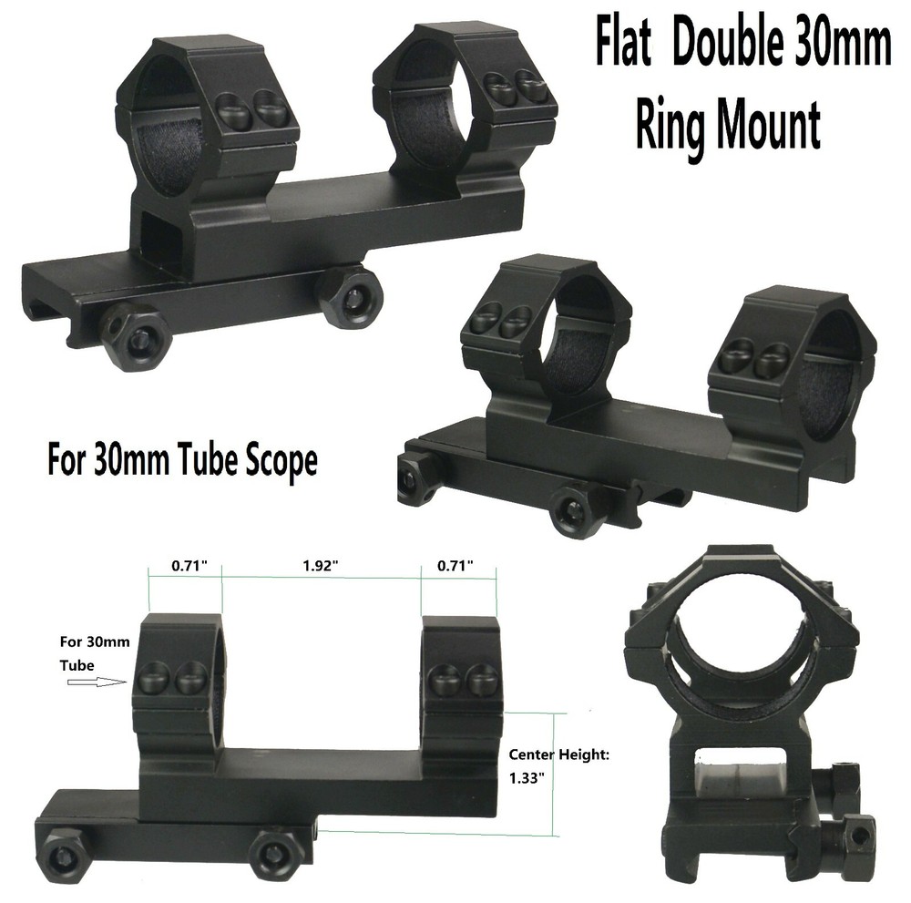 Flat See Though Double 30MM Scope Ring Mount For 30mm Scope Tube