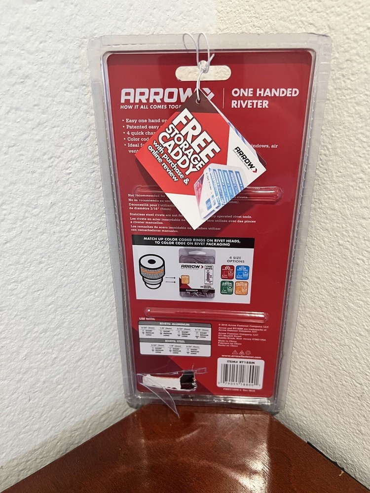 Arrow One Handed Riveter Tool Quick Change Color Coded Rivet Heads Model RT188M
