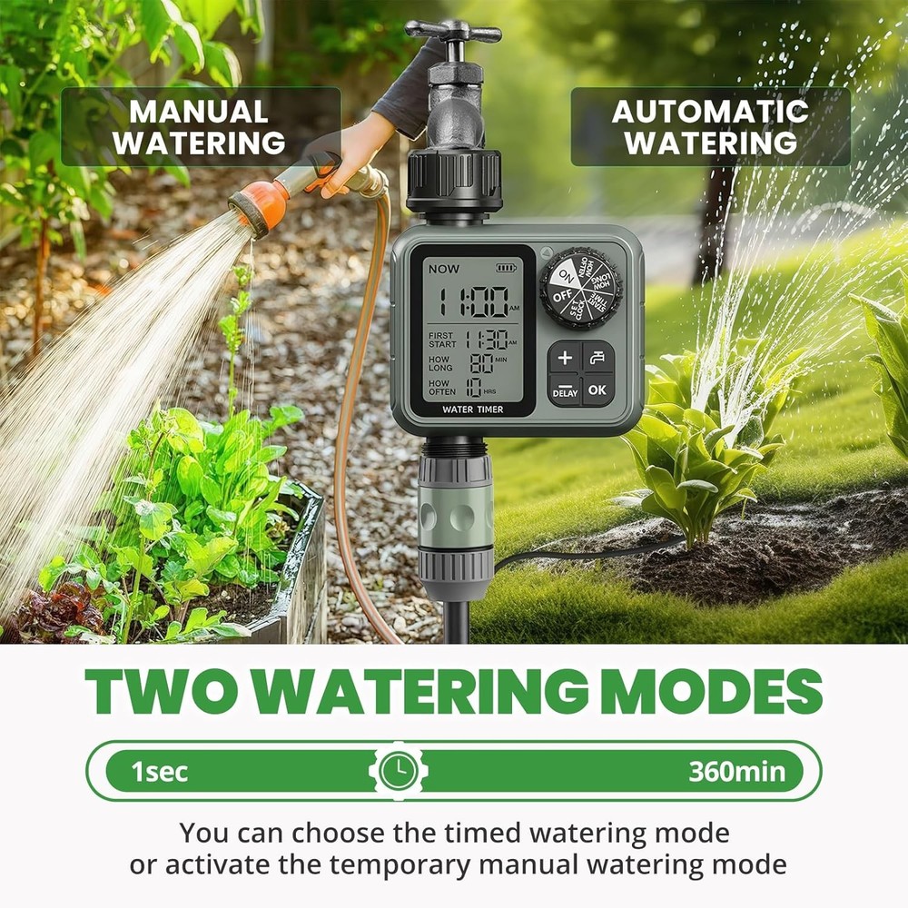 Programmable Garden Hose Timer with Auto Manual Rain Delay – 3/4 Inch Hose