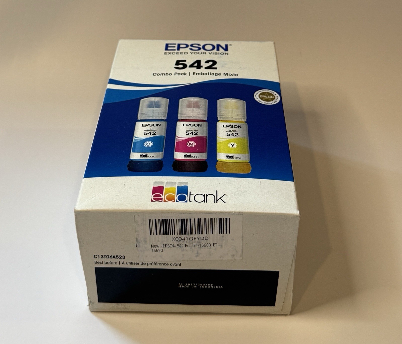 Genuine Epson 542 Ink Bottle 3 Pack for ET-5150 ET-5850 ET-16500 ST-C8000 NEW US
