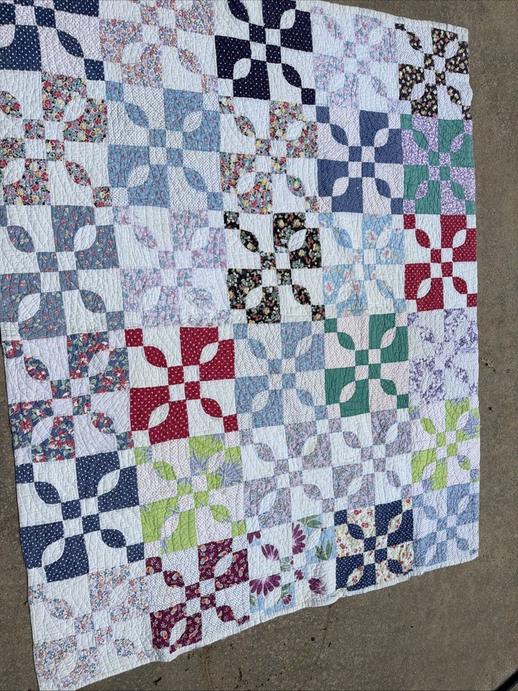 VTG Small Patchwork Cotton Quilt 74" X 58"