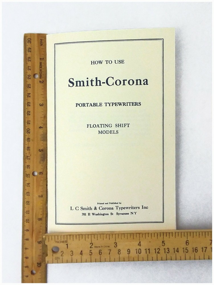 1940s Smith Corona Floating Shift Typewriter User Instruction Owner's Manual